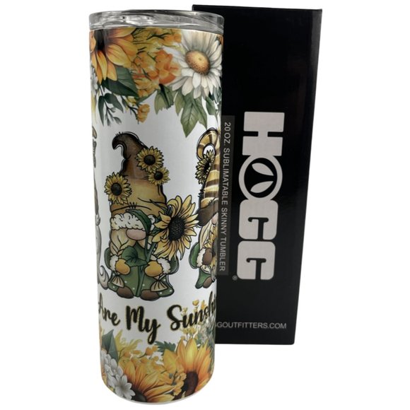 Skinny Tumbler 20oz You Are My Sunshine Gnomes Sunflowers Stainless-Steel - Picture 1 of 9